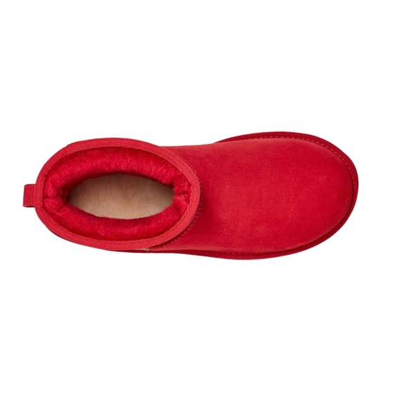 UGG® Australia Classic Mini Side Logo Sheepskin Suede Boots - Samba Red/Black - Picture 3 of 13